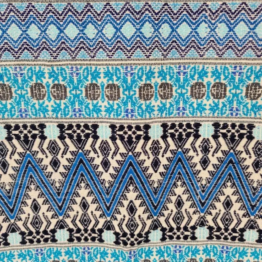 Mexican Woven Table Runner Turquoise White Aztec Boho 82